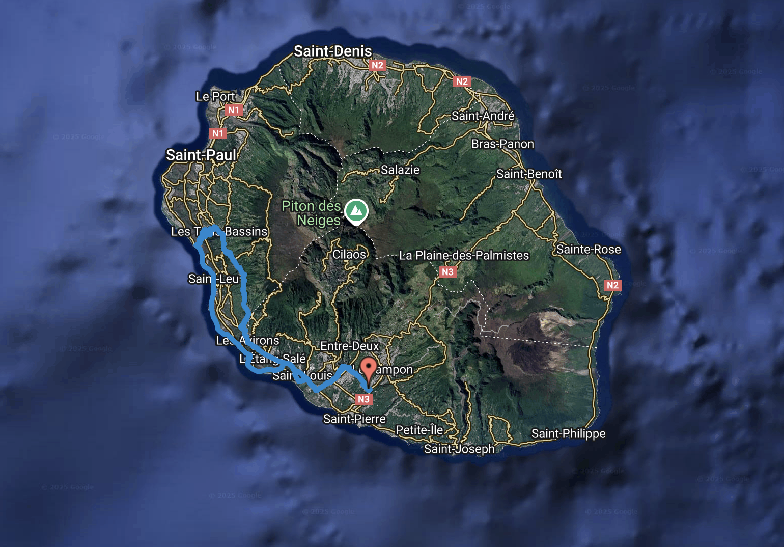 Parcours vélo la reunion trois bassins